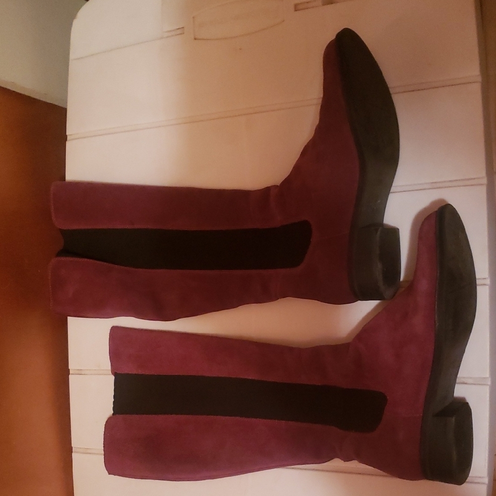 Cole Haan Burgundy and Black Heeled Boots
